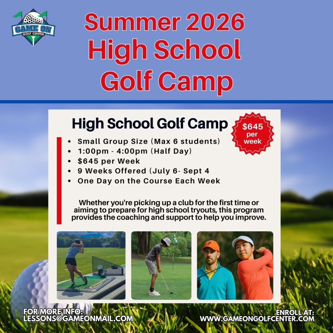 Flyer for Summer 2026 High School Golf Camp with dates, location, and registration info.